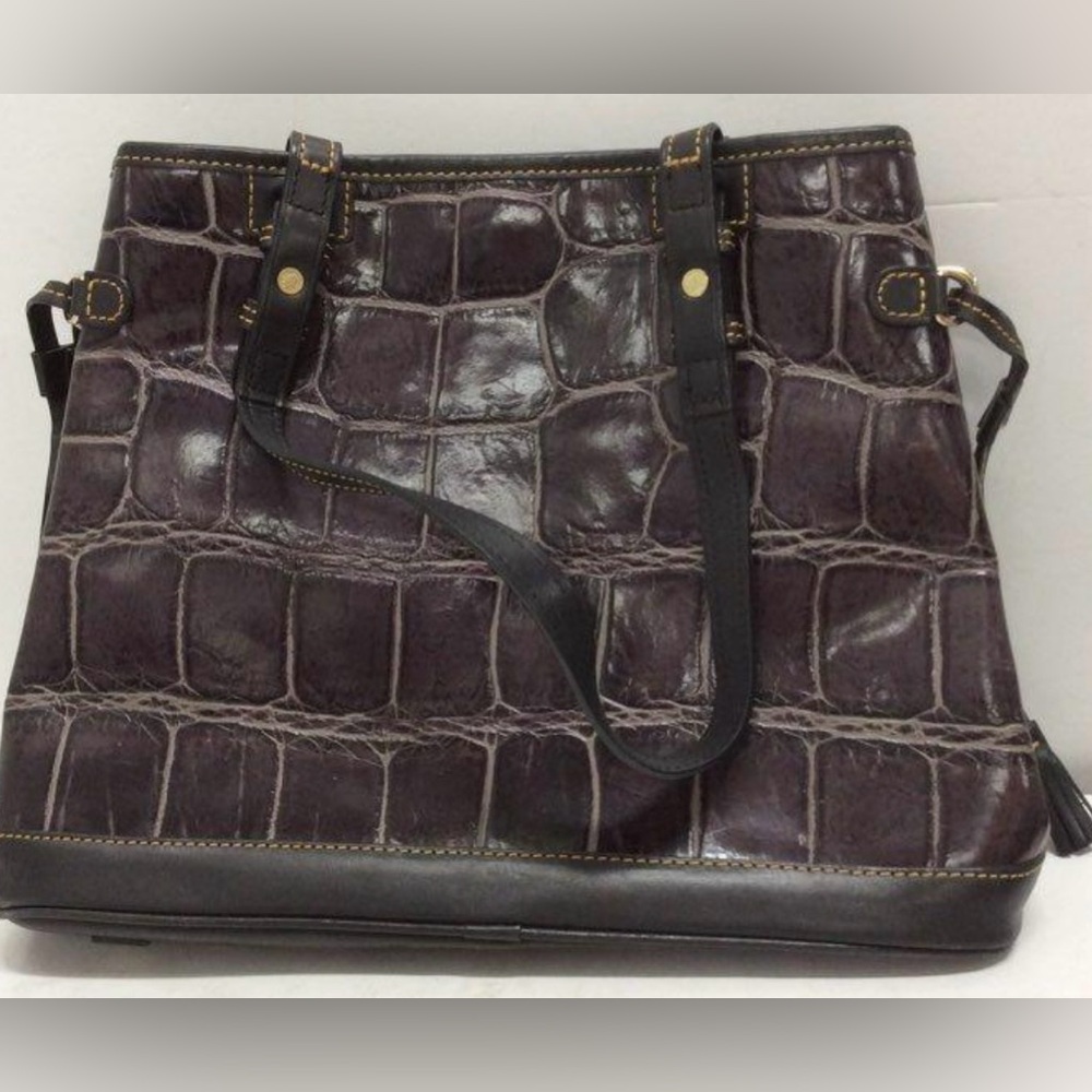 Dooney & Bourke Eggplant Croco Satchel with Accessories - Picture 6 of 8